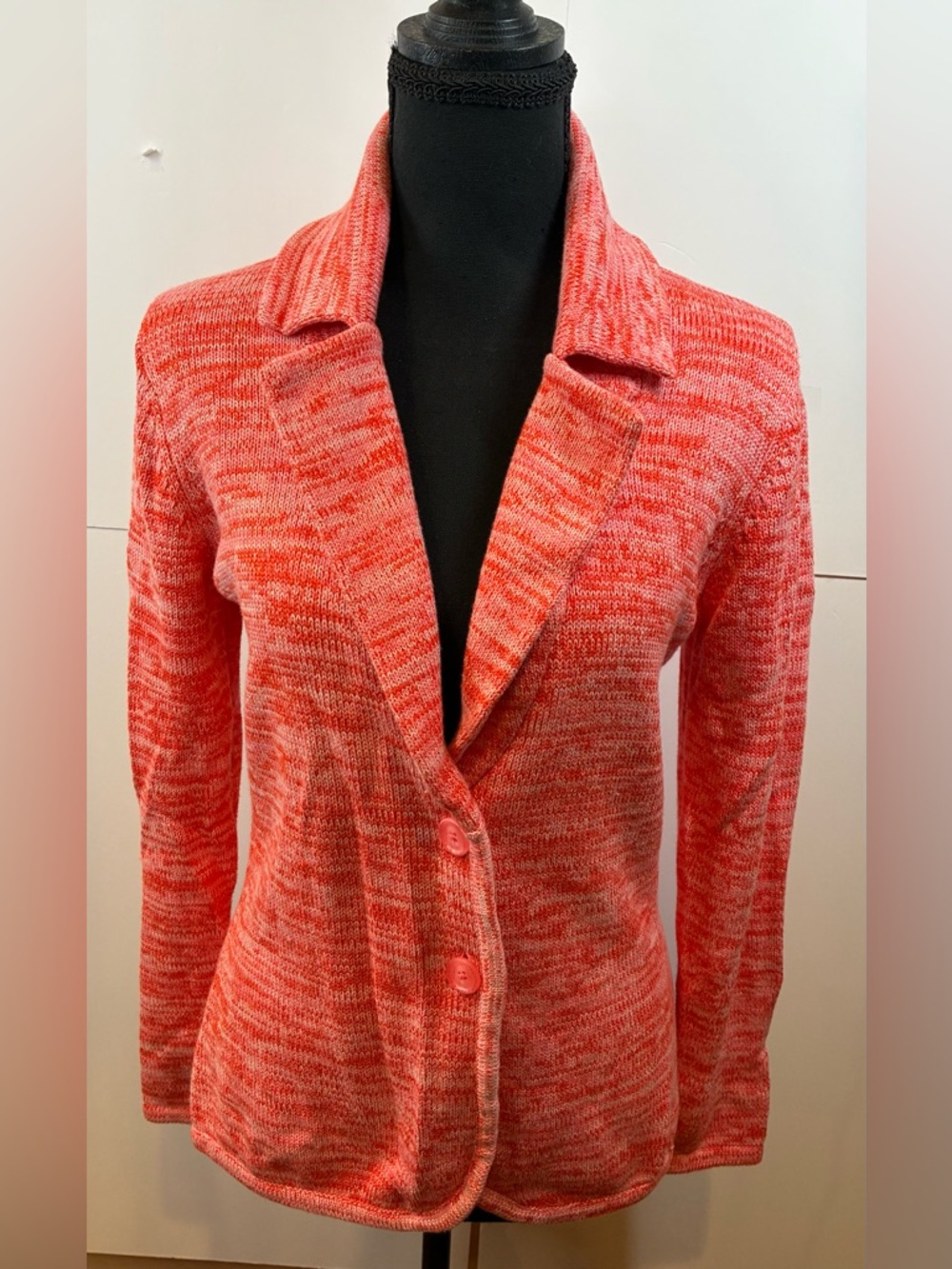 Isaac Mizrahi Live Pink Marled Knit Cardigan Sweater Women’s Small Button Front